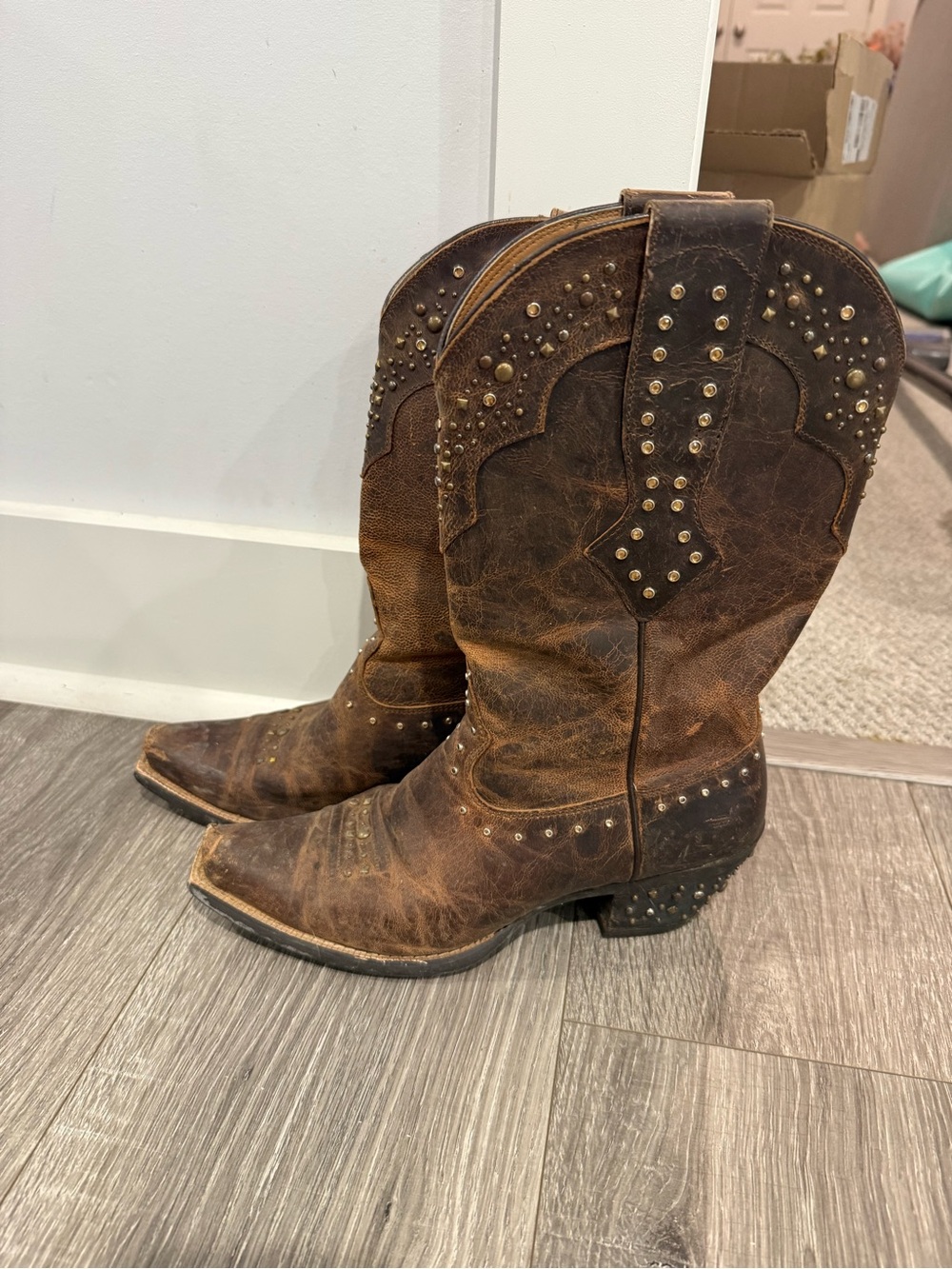 Artist Studded Brown Leather Western Boots